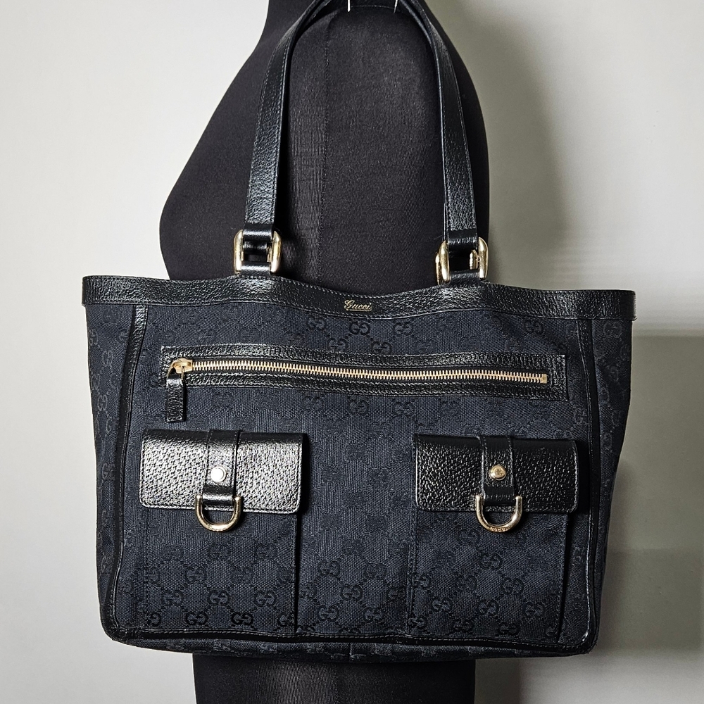 Vtg Gucci Abbey D ring GG monogram canvas tote Career Classic Travel No Bundles - Picture 2 of 14